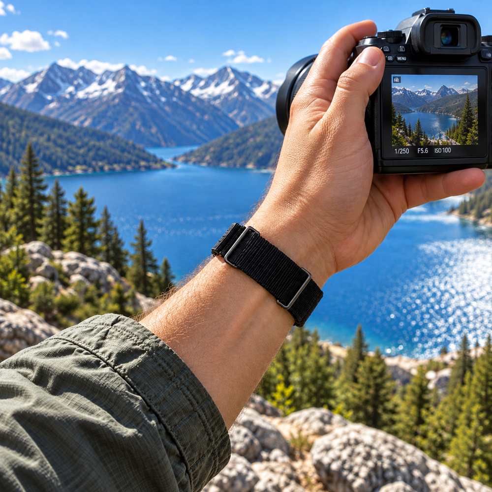 SYNCRBAND standard quick-release watch and Fitbit Air hybrid nylon band — view 4; devices not included