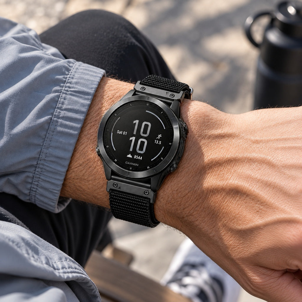 Garmin QuickFit 22/26mm and Fitbit Air hybrid nylon band, view 7; devices not included
